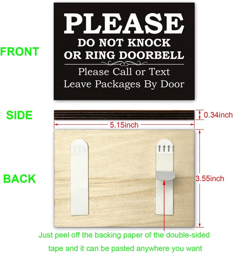 FTONENI No Soliciting Sign for House, Please Do Not Knock or Ring Doorbell Signs for Home, Please Call or Text Leave Packages By Door Sign for Office or Business Warning Reminder Signs 3.55" x 5.15" - PMA022 - Image 2